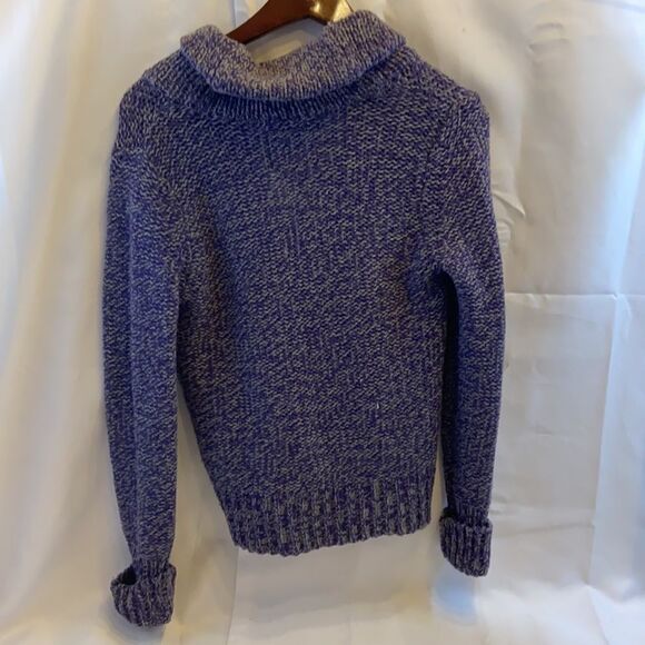 American Eagle wool blend sweater purple gray medium big buttons - Picture 5 of 6
